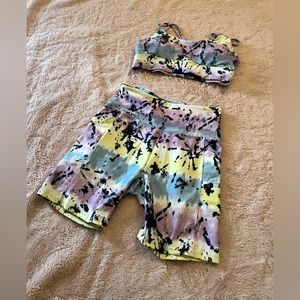 EUC Ellie sports bra and biker shorts set size large